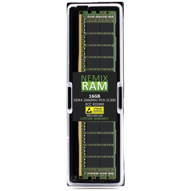 NEMIX RAM 16 Go (1x16 Go) DDR4 2666MHZ PC4-21300 2Rx8 1.2V CL19 288-PIN ECC RDIMM Registered Server Memory Compatible with Dell POWERGE R740 SNPVM51CC/16G A9781928