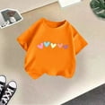 thumbnail image 3 of WMQPNNS Girls Short Sleeved Tops Tops for Girls Trendy Casual Loose Crew Neck T-Shirts Soft Comfy Blouse Cute Print Summer Cotton Shirts, Size 7-8 Years, Orange, 3 of 5