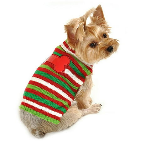 SimplyDog Red Bone Stripe Dog Sweater