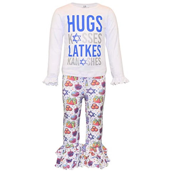 Unique Baby Girls Hugs Kisses Latkes Knishes Hanukkah Outfit (3t, Latkes)