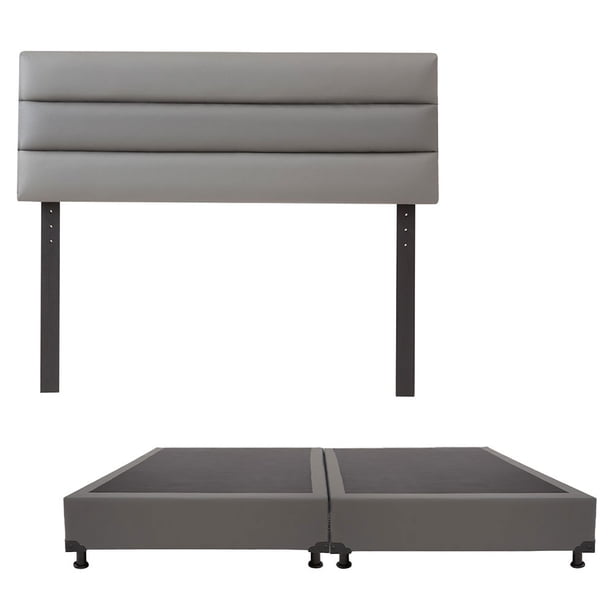 Box Base Cama King Size + Cabecera Londres Gris