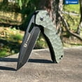 thumbnail image 5 of Tyger K4 EDC Folding Pocket Knife | Stone-washed AUS-8 Steel Blade with Black Titanium Ion Carbide Coating | Green G-10 Handle | TG-KF7A2368, 5 of 8