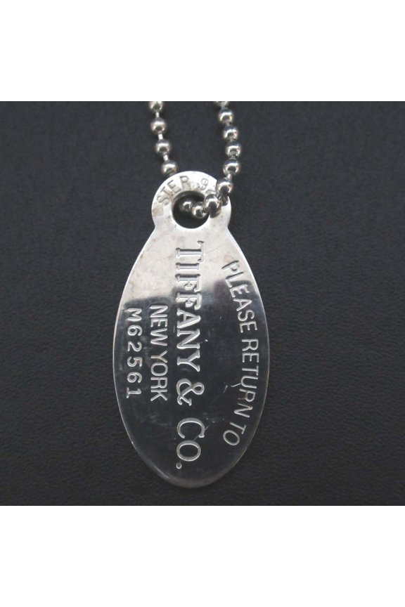 Pre-Owned Tiffany & Co. Return to Oval Plate Long Necklace in 925 SV Silver for Women