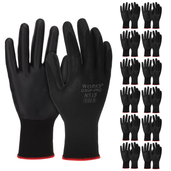 Armscye 12 Pairs Nitrile Coated Work Gloves, Snug Fit Non-Slip Grip for Precision Tasks, Unisex for Men & Women, Perfect for DIY, Gardening, Automotive Repair, and Assembly Work