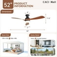 thumbnail image 6 of Sofucor 52" Flush Mount Ceiling Fan with Light, 3 Dark Wood Grain ABS Blades, Quiet DC Motor, Dimmable 18W LED, 6-Speed Remote with Display, Reversible, Timer for Bedroom Living Room, 6 of 13