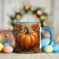 thumbnail image 5 of Uuiauoio Rustic Pumpkin Autumn Leaves Coffee Mug 11oz Ceramic Farmhouse Style Fall Harvest Thanksgiving Halloween Ghost Bat Witch Design for Party Gift Everyday Drinkware Hot Cold Beverage Cup, 5 of 6