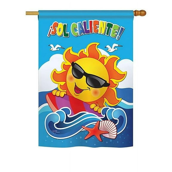 Breeze Decor BD-SU-H-106069S-IP-BO-DS02-US Sol Caliente Summer - Seasonal Impressions Decorative Vertical House Flag