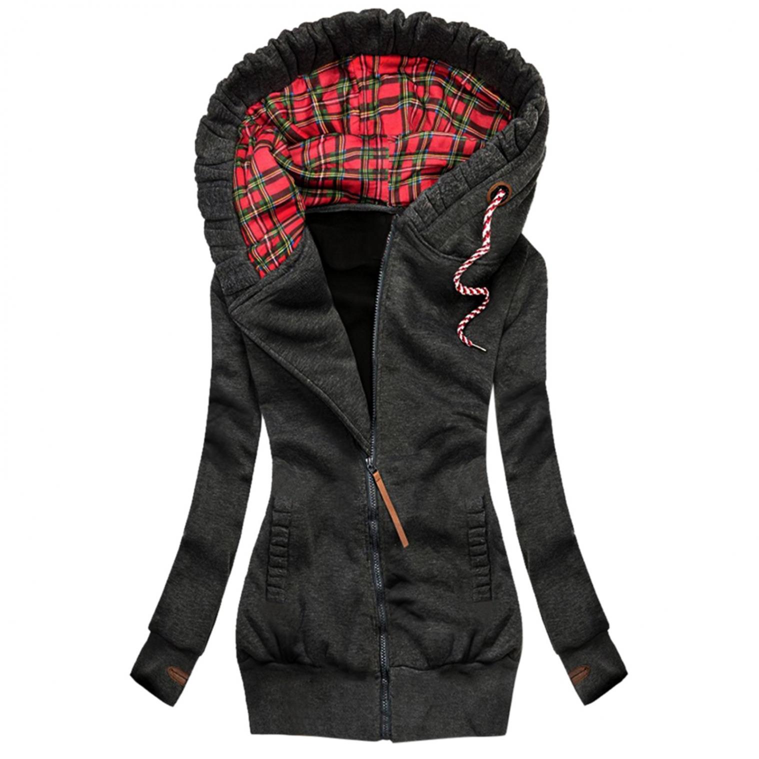Womens Oversized Flannel Long Hoodie 