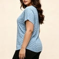 thumbnail image 6 of Staron Plus Size Tops for Women Eyelet V Neck Short Sleeve Casual Loose Blouses Summer Beach Vacation Tshirts, Light Blue 3XL, 6 of 7