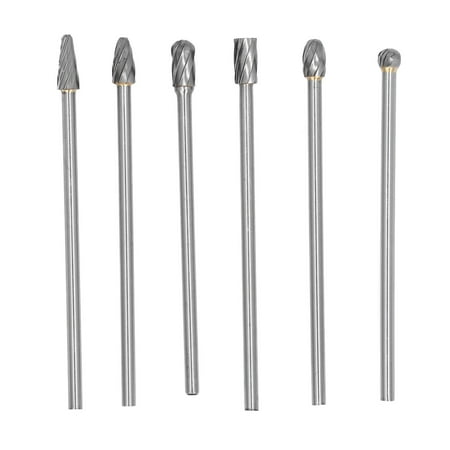 

clearance 6pcs Carbide Burrs Set Lengthen Tungsten Steel Solid Rotate Cylinder Head Porting Kit for Woodworking Drilling Carving