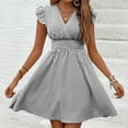 thumbnail image 2 of Vestido de Verano para las Mujeres Casual Rayas Manga Corta Cuello en V, Vestido de Poliéster de Moda para la Playa Y Diario, 2 of 6