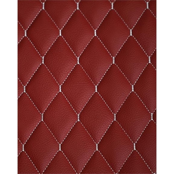 Vinyl Quilted Foam Fabric w 3/8" Foam Backing Professional Upholstery / 52" Wide/ Sold by The Yard/ for Boat, Car, RV, and Furniture Projects, DIY (Red with Hq White Thread Yarn, Diamond 2"x3")
