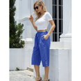 thumbnail image 3 of Womens Cropped Pants Drawstring Waist Wide Leg Lightweight Comfort Capris Casual Vacation Trousers with Pockets, Royal Blue, 3XL, 3 of 9