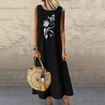 thumbnail image 2 of Wycnly Summer Dresses for Women Beach Fashion Loose Swing Breathable Cotton Linen Tank Long Dresses 2025 Sleeveless Round Neck Butterfly Print Maxi Formal Dress Black m, 2 of 4