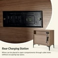 thumbnail image 5 of 2-Drawer Modern End Table with Rear Charging Station V-shaped Design Matal Legs for Living Room Walnut, 5 of 7