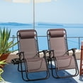 thumbnail image 2 of Vineego Adjustable Zero Gravity Chair with Pillow - Set of 2 Brown, 2 of 8