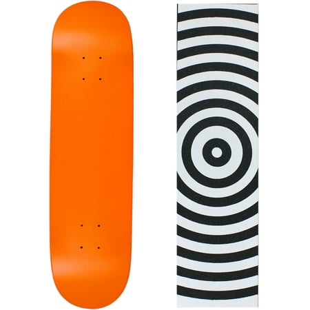 skateboard deck pro 7-ply canadian maple neon orange with griptape 7.5