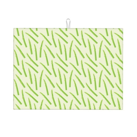 

Dish Drying Mat Asparagus green Pattern Highly Absorbent Microfiber Drying Mat Kitchen Counter or Sink Drawer Liner 16x18 Kitchen Drying Mat Coffee Mat Kitchen Essentials
