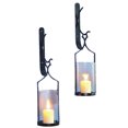 thumbnail image 1 of Vägglampa 2-pack smidesjärn 43cm väggljusstake svart ljuslykta blockljus Black, 1 of 5