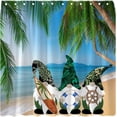 thumbnail image 2 of Cute Gnome Ocean Beach Shower Curtain - Blue Sky, Tropical Sea Waves, White Cloud Seaside Landscape, Hawaii Summer Nature Scenery, Adds a Fun and Playful Touch to Any Bathroom, 2 of 6