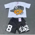 thumbnail image 2 of Conjunto de dos piezas Y2k, nueva camiseta y pantalones cortos con estampado de dibujos animados para hombres y mujeres, camiseta con estampado de algodón, pantalones cortos casuales estilo Harajuku y, 2 of 5