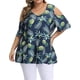 thumbnail image 2 of Camisa de mujer Blusa estampada con hombros descubiertos y manga corta con cuello en V, Azul oscuro, 4XL Methold AP002468-14, 2 of 4