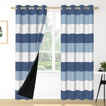 Nanqianyi Blue and White Striped Blackout Curtains for Bedroom 96 Inches Long, Room Darkening Thermal Insulated Grommet Drapes 2 Panels, 42" W x 96" L