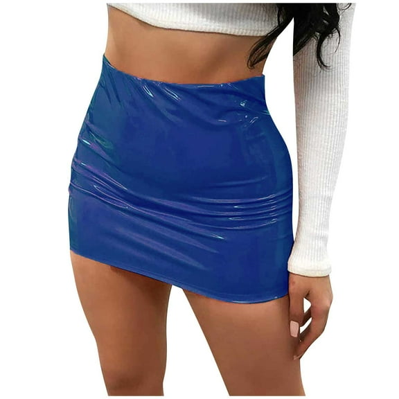 LYXSSBYX Women PU A-line Skirt Hot Sale Clearance Fashion Woman Causal Skirt Sexy Ultrashort Skirt Solid Hip Skirt A-line Party Skirt