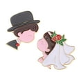 thumbnail image 5 of WHAMVOX 2pcs Cartoon Bridal Brooch Pin Groom Lapel Pin Festive Wedding Pin Bride Groom Badge Pin for Wedding Couple Occasions Supplies, 5 of 8
