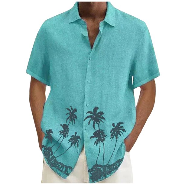 Men'S Casual Lapel Beach Holiday Wear Fashion Shirt Hawaiian Short-Sleeved Shirt XL