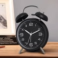 thumbnail image 2 of Reloj despertador ruidoso de doble campana de 4 pulgadas para personas que duermen mucho, retroiluminación, reloj despertador antiguo que funciona con pilas para dormitorios (negro), 2 of 4