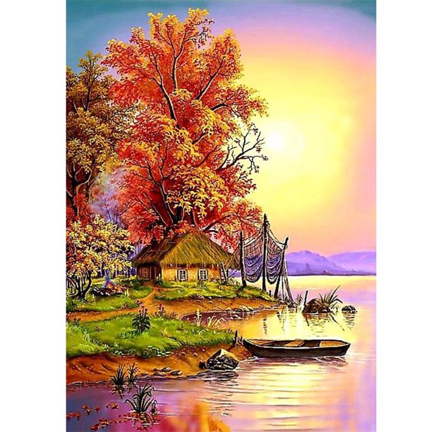 Cuadros Decorativos (DF2941) 5D DIY Full Drill Diamond Painting Fantasy View Kits de punto de cruz (02) 30x40cm Ehuebsd embutido en tela