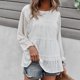 thumbnail image 2 of Tops de empalme de manga larga con cuello redondo de Color sólido informales de verano a la moda para mujer Pompotops gfhjh10035, 2 of 9