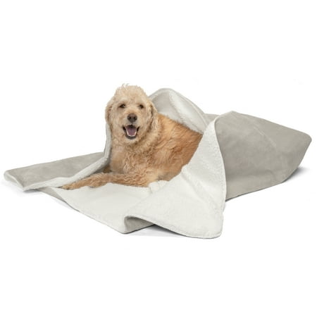 UPC: 0842229116786 | FurHaven Pet Throw Blanket | Waterproof Snuggly & Warm Faux Lambswool & Terry Pet Throw Blanket Dove Extra Large