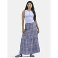 thumbnail image 2 of No Boundaries Woven Plaid Tiered Maxi Skirt, Women's, 2 of 5