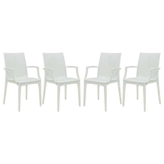 Outdoor Patio Chairs Set of 4 - Stackable Dining Chairs - UV Resistant Modern Design
