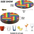 thumbnail image 4 of Rainbow Color Line Drinks Coasters, Non-Scratch Cork Base Round Cups Mats for for Wooden Coffee Table, Cool Housewarming Gift for Home Decor, 4 of 7