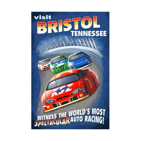 Bristol, Tennessee - Racecar Scene Print Wall Art By Lantern