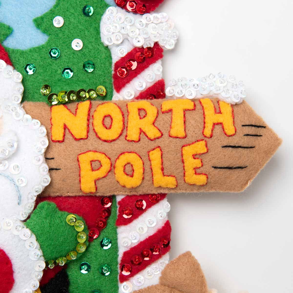 Bucilla Felt Applique DIY Holiday Stocking Kit, 18", North Pole Santa