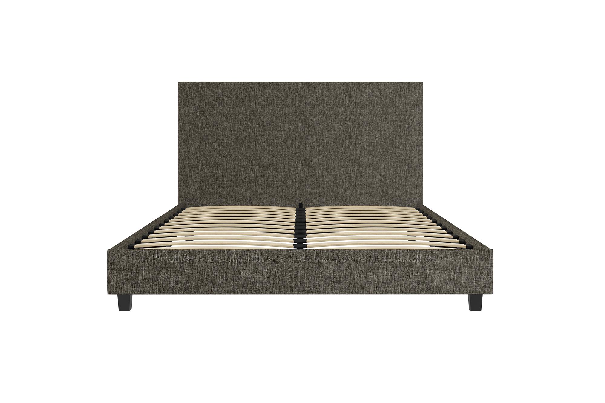 Mainstays Upholstered Bed, Queen Bed Frame, Gray Linen - image 3 of 21