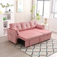 thumbnail image 3 of Modular Sectional Sofa Set, L-Shaped Sectional Sofa Couch with Reversible Chaise, 4 Seater Sofa with Pull Out Bed and Storage Seat for Living Room Small Space, Pink, 3 of 7