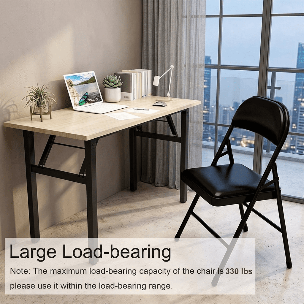 Fenbeli 6 Pack Folding Chairs with Padded Seats, 450 lb Capacity and Stainless Steel Frame, Black Chairs for Home Office Meetings and Events