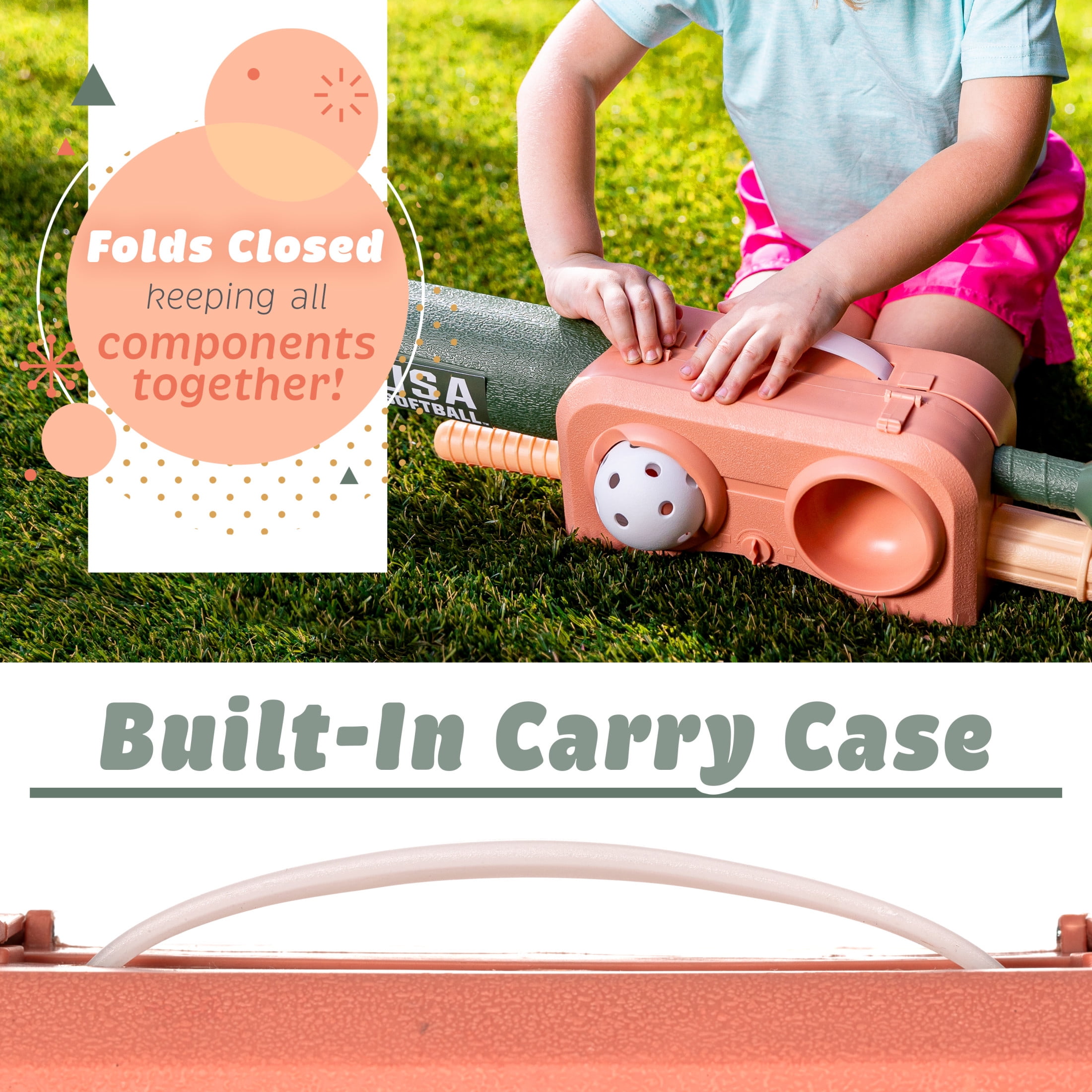 Franklin SportsSoftball Fold Away Kids Batting Tee with Bat + Ball Set