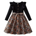 thumbnail image 2 of JIAYUE Girls Autumn Winter Dress Long Flutter Sleeve Floral Print Party Gown Elegant For Kids Casual Stylish Dailywear, 2 of 9
