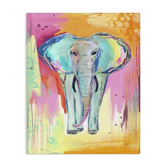 Stupell Industries Modern Colorful Elephant with Abstract Pattern Canvas Art, 36 x 48, by Jennifer McCully