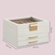 thumbnail image 3 of Caja Joyero, 3 Niveles, Tapa de Vidrio, 2 Cajones, Organizador para Joyas, Amplio Espacio, Moderna, Blanco,Blanco, 3 of 16
