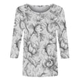 thumbnail image 4 of YUGYXL Women's Tunic Tops 3/4 Sleeve Floral Print Crewneck Blouses Boho Casual Summer Shirts Plus Size Dressy Blouses A Multicolor XL, 4 of 5