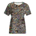 thumbnail image 4 of HOWPAY Women Sequin Top Short Sleeve Crewneck Glitter Sparkly Shiny Dressy T Shirts for Holiday Evening Party Lightweight Loose Fit Clubwear Blouses Grey XS, 4 of 5