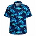 thumbnail image 4 of Byoo Toddler Boys Shark Printed Tee Shirt Vibrant Lightweight Short Sleeve Summer Button Down Shirt,Blue, 4 of 5