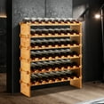 thumbnail image 3 of 36 Bottles Stackable Modular Wine Rack, 4 Tier Wooden Wine Storage Rack, Bamboo Wine Display Shelves, Wobble-Free Wine Holder Freestanding Floor Wine Bottle Rack for Bar Cellar, 3 of 6